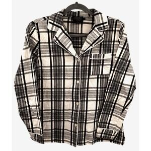 Woman's Pendleton Button Up Flannel Shirt Size Large Black and White Pocket